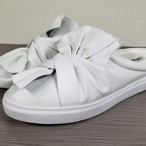 Halogen Manny Knotted Slip-On Sneaker, White Leather, Womens Size 6